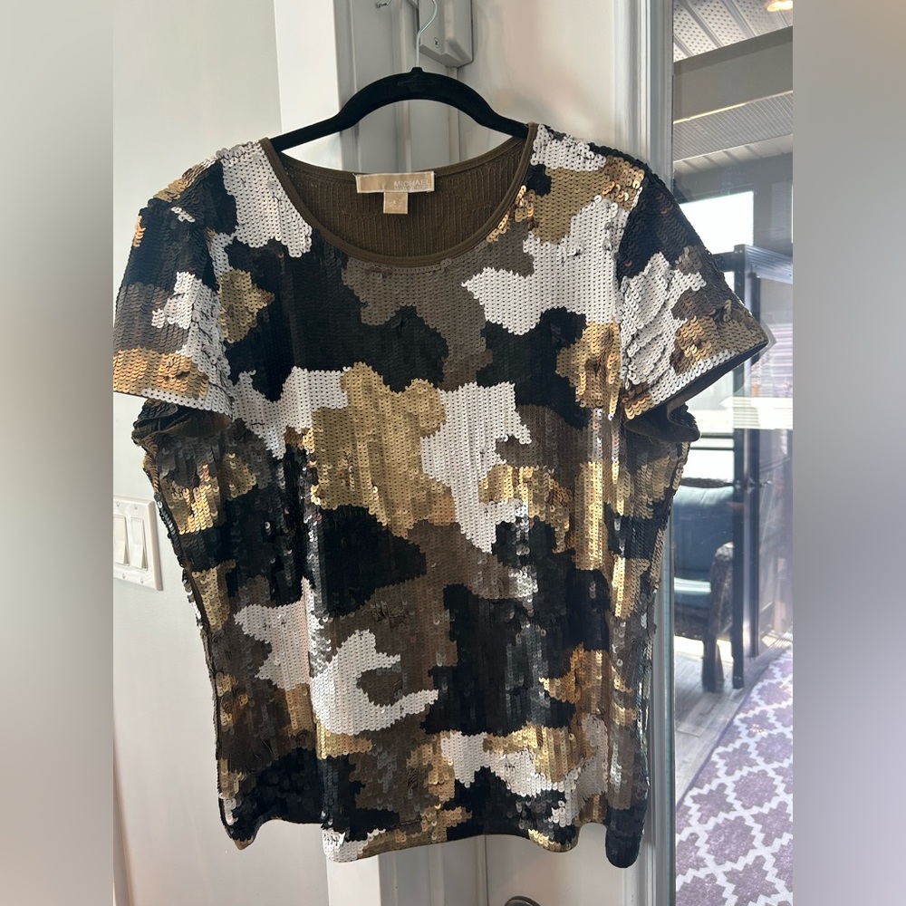 Micheal Kors size large sequins camo top
